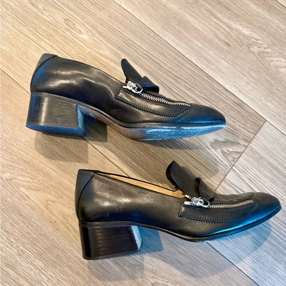 Chloe Palmer Black Leather Loafers with Silver Accent. Size 36. Gently worn. - Picture 6 of 10